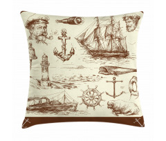 Oceanic Drawing Effect Pillow Cover