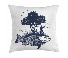 Man on Fish Island Pillow Cover