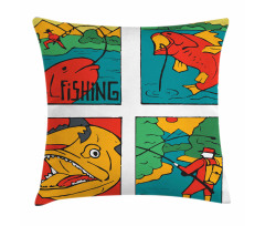 Fisherman Caricature Pillow Cover