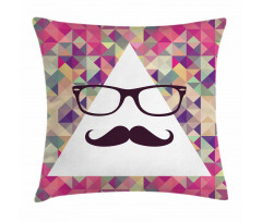 Hipster Mustache Glasses Pillow Cover
