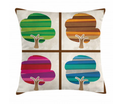Striped Fall Silhouettes Pillow Cover