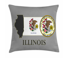 State Map and Flag Eagle Pillow Cover