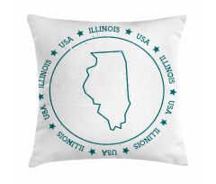 Outline Map in USA Circle Pillow Cover