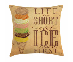 Eat Ice Cream First Scoops Pillow Cover