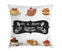 Various Dessert Doodle Pillow Cover