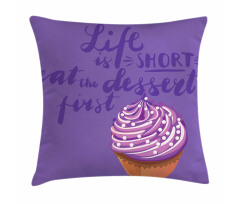 Eat Dessert Vibrant Cupcake Pillow Cover