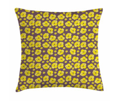 Vintage Yellow Poppy Flowers Pillow Cover