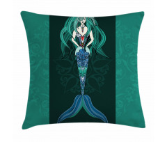 Hand Drawn Mermaid Pillow Cover