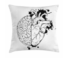 Human Heart and Brain Art Pillow Cover