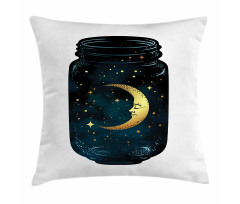 Crescent and Stars in Wish Jar Pillow Cover