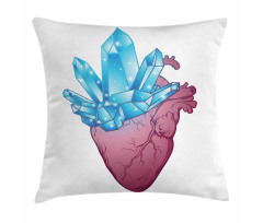 Crystal Growing from Heart Pillow Cover