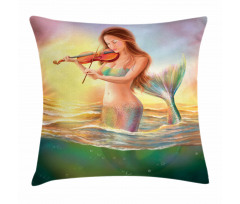 Mermaid Playing Violin Pillow Cover