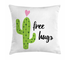 Cactus with Free Hug Words Pillow Cover