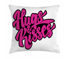 Hugs and Kisses Calligraphy Pillow Cover