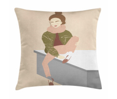 Young Girl with Bun Pillow Cover