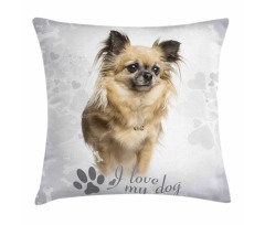 I Love My Dog Paw Print Pillow Cover