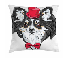 Puppy with Hat and Bow Pillow Cover