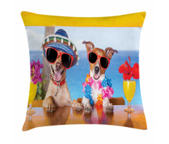 Tropic Summer Dog Friends Pillow Cover