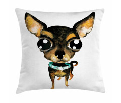 Gem Collar Big Eyed Dog Pillow Cover