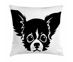 Monochrome Puppy Head Pillow Cover