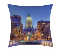 Landmark Building Winter Pillow Cover