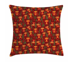 Funny Playful Monkeys Pillow Cover