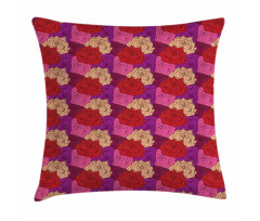 Dotted Colorful Floral Image Pillow Cover