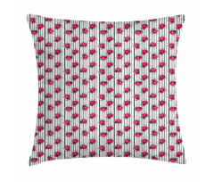 Bouquet with Buds on Stripes Pillow Cover