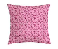 Pink Tones Monochrome Flowers Pillow Cover