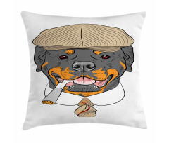 Dog in a Cap and Tie Pillow Cover