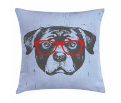 Funny Hipster Dog Pillow Cover