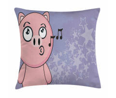 Farm Animal Singing Star Motifs Pillow Cover