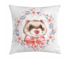 Portrait with Ribbon Wreath Pillow Cover