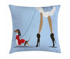 Woman and Dog Fashion Pillow Cover