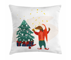 Christmas Dog in Clothes Pillow Cover