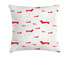 Dog with Hearts and Dots Pillow Cover