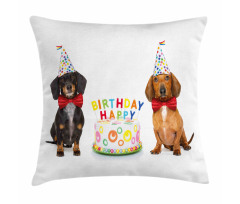 Dogs Happy Birthday Cake Pillow Cover