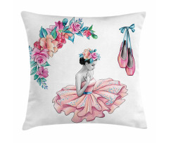 Dancer Girl in Flowers Pillow Cover