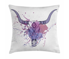 Bull Skull with Splashes Pillow Cover