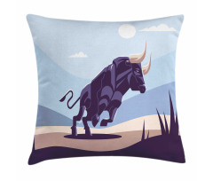 Strong Bull Nature in Doodle Pillow Cover