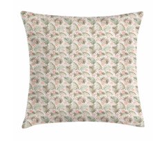 Vintage Exotic Flowers Leaves Pillow Cover