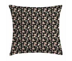 Tropical Flora on Exotic Leaf Pillow Cover