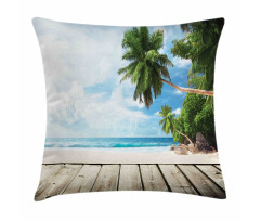 Sandy Tropic Ocean Beach Pier Pillow Cover