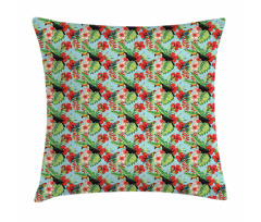 Hibiscus Parrot and Toucan Pillow Cover