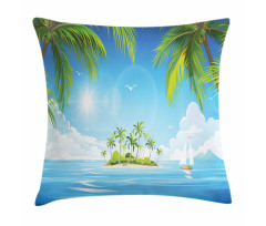 Cartoon of Tropical Island Pillow Cover