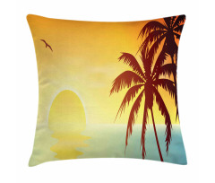 Tropical Sunset with Ombre Sky Pillow Cover