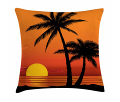 Orange Ombre Sunset and Trees Pillow Cover