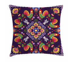 Rooster and Flowers Pillow Cover