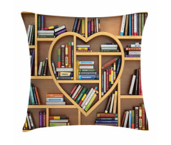 Love Reading Books Heart Pillow Cover