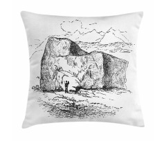 Hand Drawn Mountain Design Pillow Cover